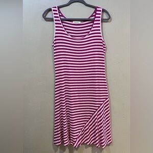 Pink & White Striped Sleeveless Shift Dress Made By Calvin Klein. Women’s Size 6